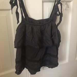 American Eagle navy layered ruffled top